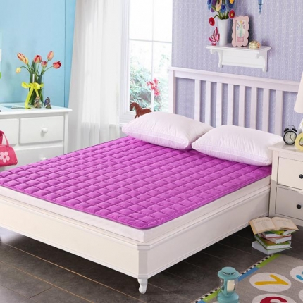 垫尚纺 水洗棉面包床垫 紫色