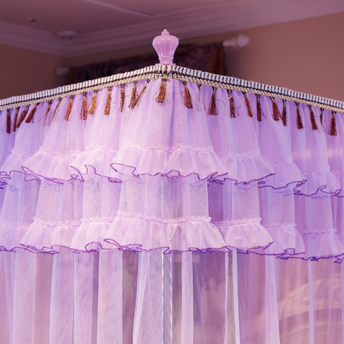 91家纺网 家纺一手货源 找家纺 新太阳家纺 新款落地宫廷蚊帐—解语花紫色