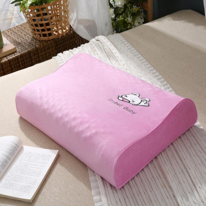 91家纺网 家纺一手货源 找家纺 希咪岚 按摩乳胶枕芯（绣花）枕头粉红色