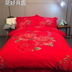 凯歌家纺 婚庆磨毛四件套床单款花好月圆