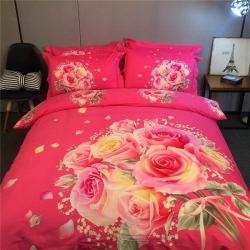 凯歌家纺 婚庆磨毛四件套床单款佳期如梦-玫