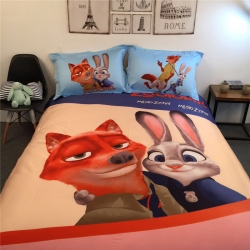 凯歌家纺 活性卡通四件套动物城系列床单款 欢乐动物城