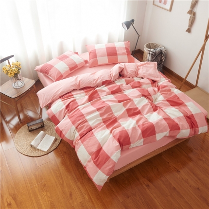 91家纺网 家纺一手货源 找家纺 （总）静家居 日式简约条格全棉活性四件套床单款