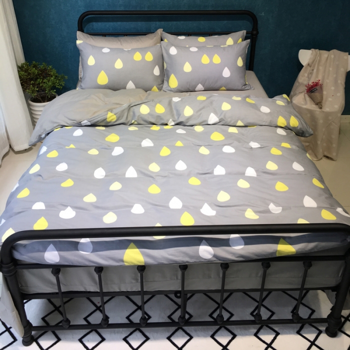 91家纺网 家纺一手货源 找家纺 漫调家纺 全棉北欧风四件套床单款雨意