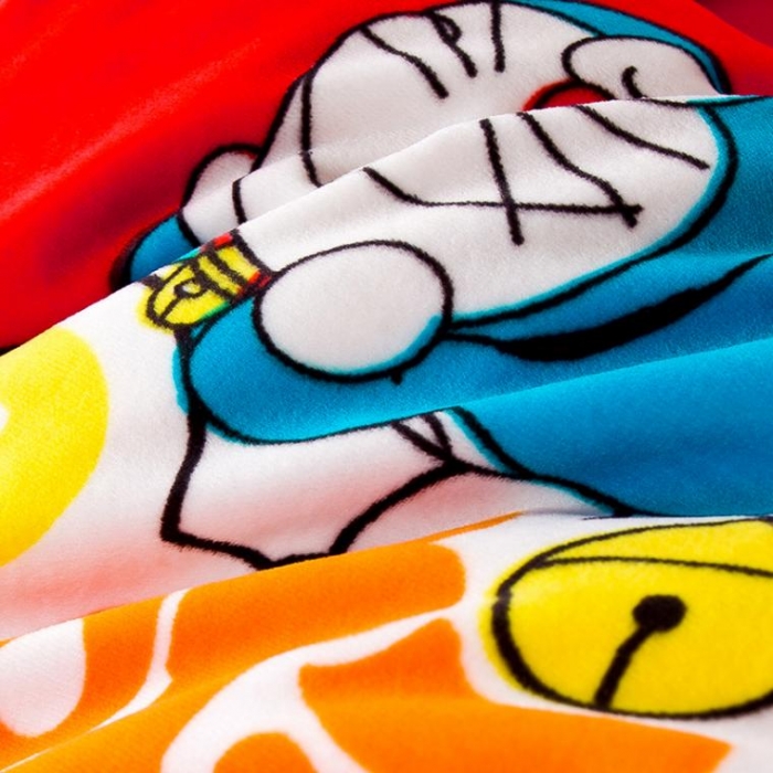 91家纺网 家纺一手货源 找家纺 漫调家纺 温暖舒适水晶绒四件套多啦A梦