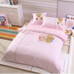 兴莉家纺 全棉加厚绣花四件套熊宝贝