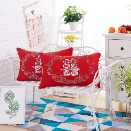 瑞莉安枕芯 婚庆羽丝绒枕-大红