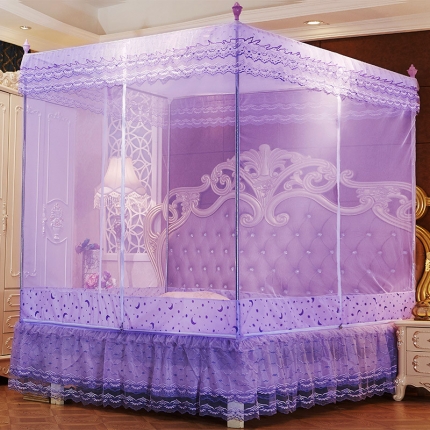 91家纺网 家纺一手货源 找家纺 艾晶美家纺 2017坐床宫廷蚊帐 紫色