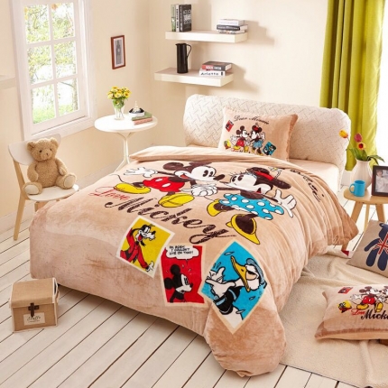 91家纺网 家纺一手货源 找家纺 迪士尼家纺 法兰绒四件套米奇情侣