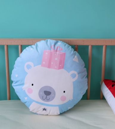 创意宝宝绒外贸圆形可爱熊小马抱枕安抚枕