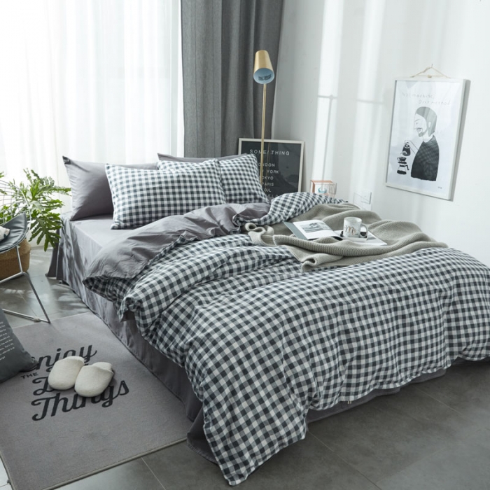 91家纺网 家纺一手货源 找家纺 梦家居 全棉韩国简约风格系列四件套宜家床上用品