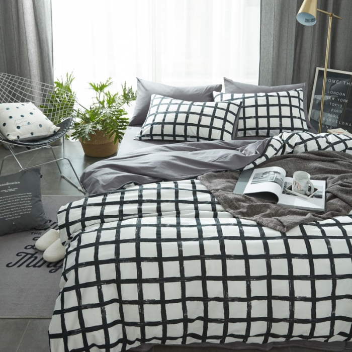 91家纺网 家纺一手货源 找家纺 梦家居 全棉韩国简约风格系列四件套宜家床上用品