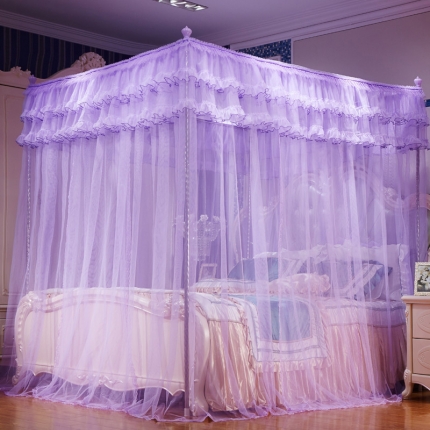 91家纺网 家纺一手货源 找家纺 新太阳家纺 三开门落地蚊帐-澡兰香 紫色