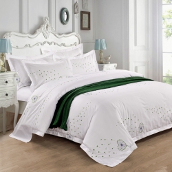 舒奇纺织 酒店印花舒适全棉喷气四件套 绿意