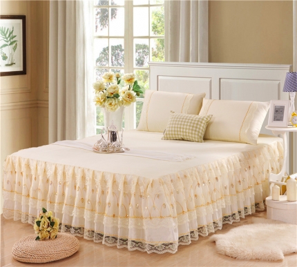 91家纺网 家纺一手货源 找家纺 情恒家纺 新款 蕾丝床裙 流光溢彩