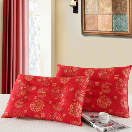 91家纺网 家纺一手货源 找家纺 锦绣万家 天长地久婚庆枕头双人枕芯情侣枕头大红