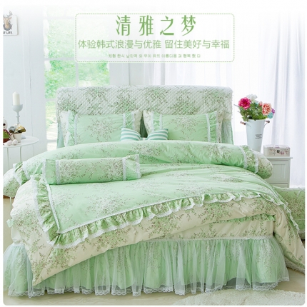 91家纺网 家纺一手货源 找家纺 菊上新品韩版全棉加厚加棉田园公主风床裙款四件套（总13款）