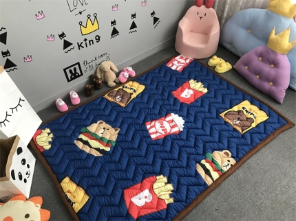 源本家居 儿童客厅卧室游戏垫 全棉地垫 汉堡布朗熊