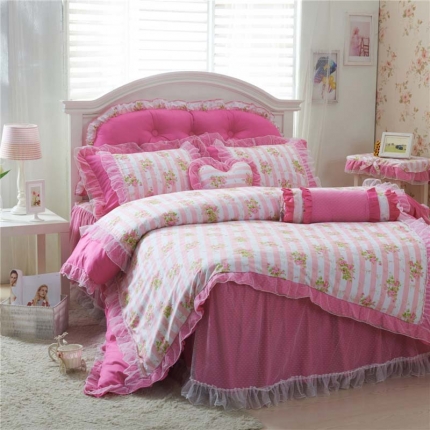 91家纺网 家纺一手货源 找家纺 菊尚家纺 全棉13372韩版四件套莎莎公主