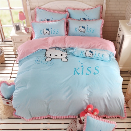 91家纺网 家纺一手货源 找家纺 欧冠韩版超柔水晶绒四件套