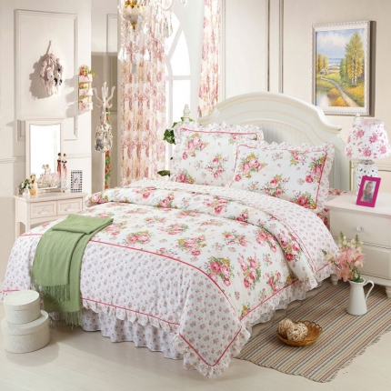 91家纺网 家纺一手货源 找家纺 （总）金丝鸟家纺 全棉韩版斜纹12868花边四件套