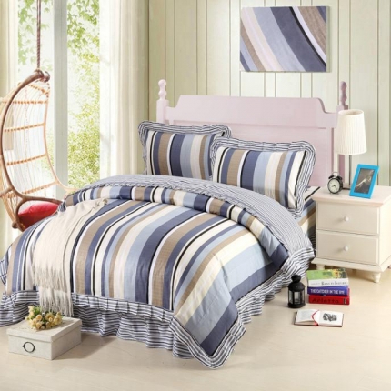 91家纺网 家纺一手货源 找家纺 （总）金丝鸟家纺 全棉韩版斜纹12868花边四件套