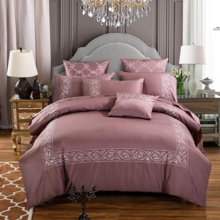 91家纺网 家纺一手货源 找家纺 兴美佳家纺  欧式60s贡缎长绒棉刺绣四件套