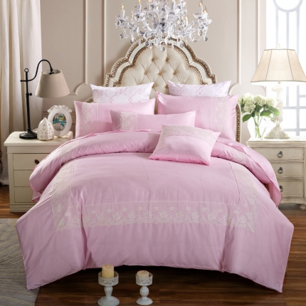 91家纺网 家纺一手货源 找家纺 兴美佳家纺  欧式60s贡缎长绒棉刺绣蕾丝四件套