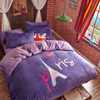 【贴布绣】超柔加厚水晶绒四件套