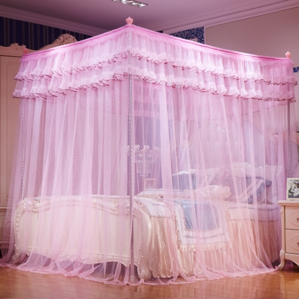 新太阳家纺 素色简约蚊帐藻兰香 粉色