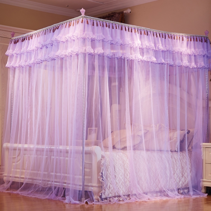 91家纺网 家纺一手货源 找家纺 新太阳家纺 新款落地宫廷蚊帐—解语花紫色