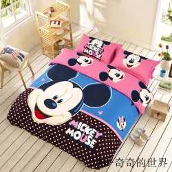 凯歌家纺 磨毛卡通四件套米奇系列床单款奇奇的世界