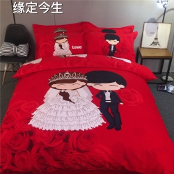 凯歌家纺 婚庆磨毛四件套床单款缘定今生