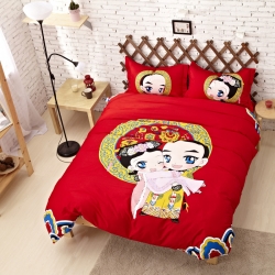 凯歌家纺 活性卡通四件套穿越系列床单款 卿本佳人