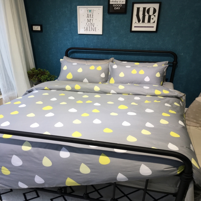 91家纺网 家纺一手货源 找家纺 漫调家纺 全棉北欧风四件套床单款雨意