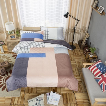 91家纺网 家纺一手货源 找家纺 漫调家纺 温暖舒适水晶绒四件套留恋