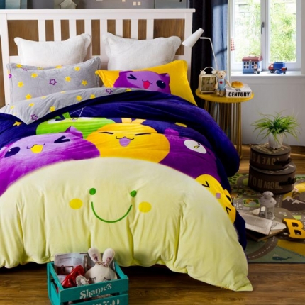 漫调家纺 温暖舒适水晶绒四件套魔法星球