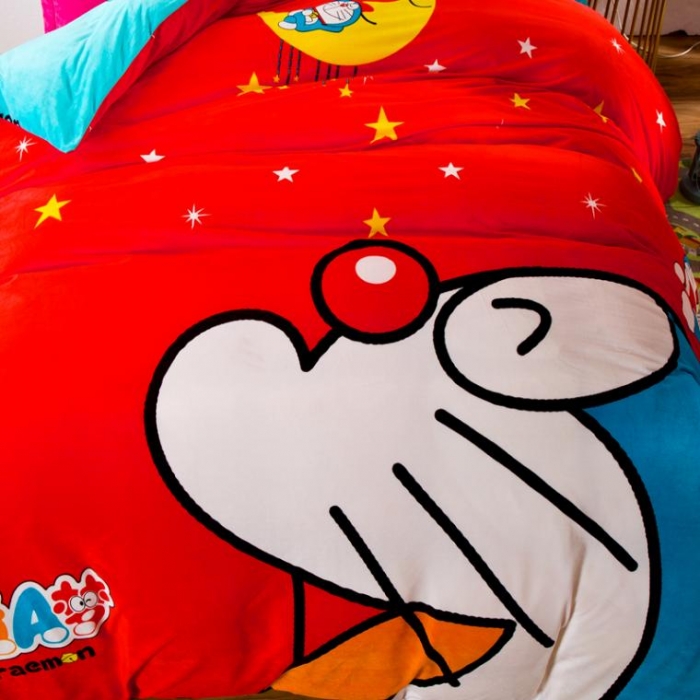 91家纺网 家纺一手货源 找家纺 漫调家纺 温暖舒适水晶绒四件套多啦A梦