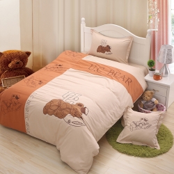 兴莉家纺 全棉加厚绣花四件套睡熊