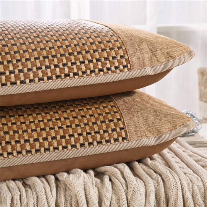 91家纺网 家纺一手货源 找家纺 喜相逢家纺 D18-夏凉双人枕套冰藤冰枕深棕冰藤冰枕