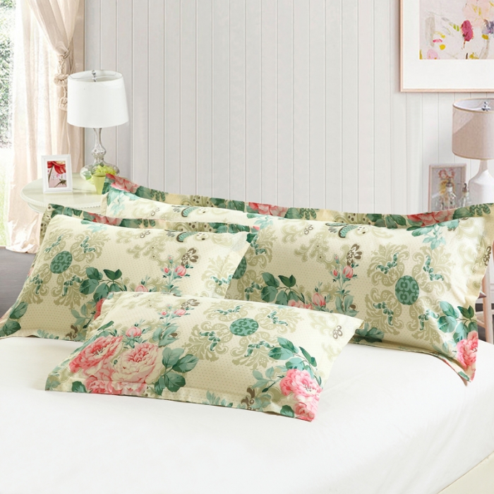 91家纺网 家纺一手货源 找家纺 枕套纯棉长枕套双人枕套花舞佳人