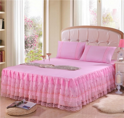 91家纺网 家纺一手货源 找家纺 情恒家纺 新款 蕾丝床裙 流光溢彩