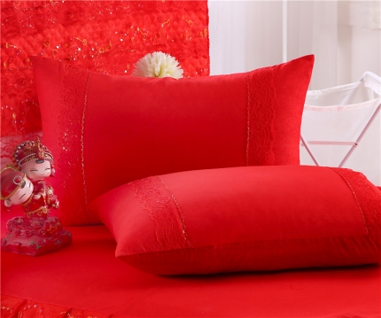 91家纺网 家纺一手货源 找家纺 情恒家纺 单人枕套 蕾丝花边枕套一对