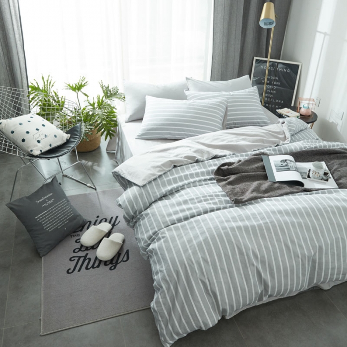 91家纺网 家纺一手货源 找家纺 梦家居 全棉韩国简约风格系列四件套宜家床上用品