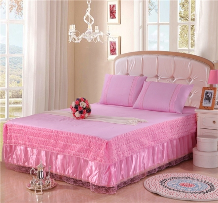 91家纺网 家纺一手货源 找家纺 情恒家纺 新款 蕾丝床裙 玫瑰公主