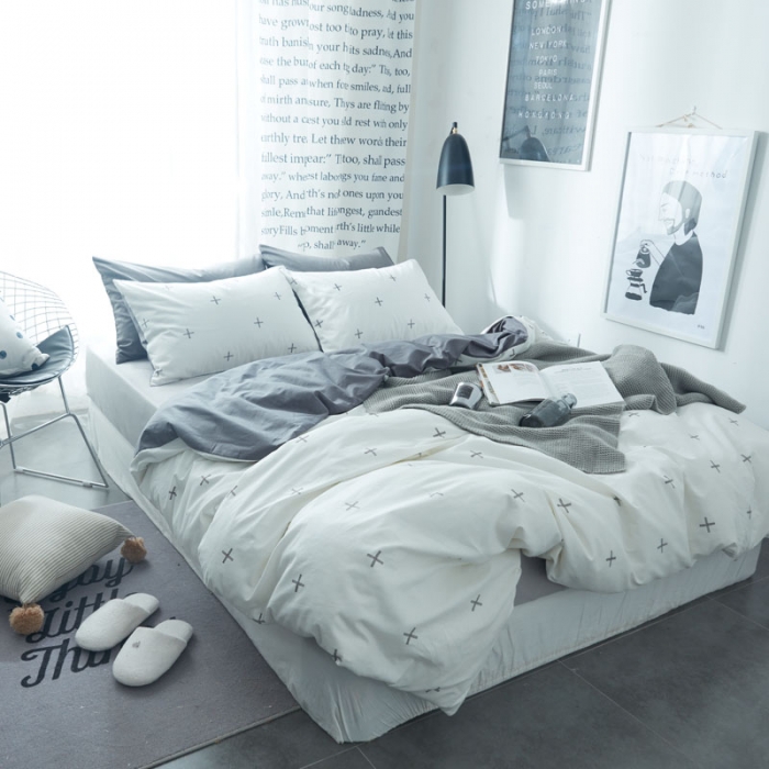 91家纺网 家纺一手货源 找家纺 梦家居韩国宜家简约全棉四件套