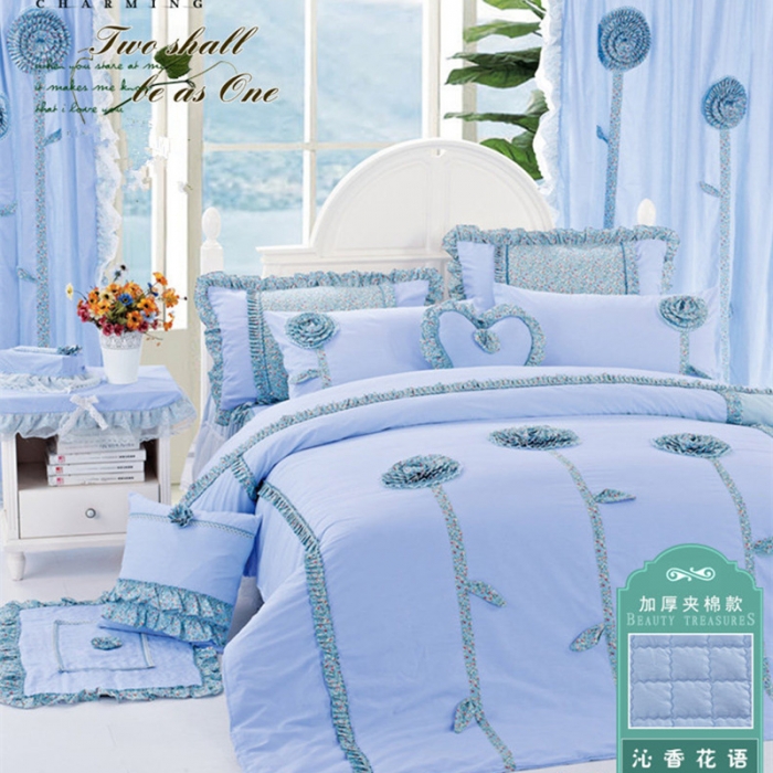 91家纺网 家纺一手货源 找家纺 菊尚家纺 加厚夹棉四件套 韩版四件套