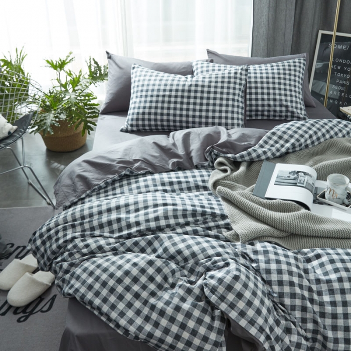 91家纺网 家纺一手货源 找家纺 梦家居 全棉韩国简约风格系列四件套宜家床上用品