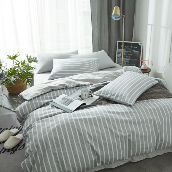 91家纺网 家纺一手货源 找家纺 梦家居 全棉韩国简约风格系列四件套宜家床上用品