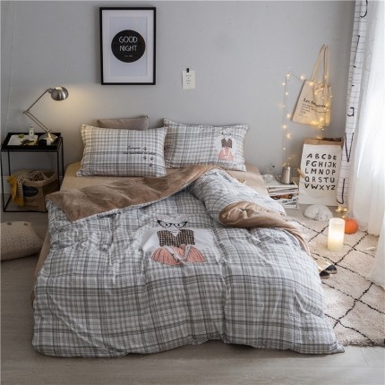 91家纺网 家纺一手货源 找家纺 慕梵大版定位 水洗暖绒+法莱绒四件套多规格尺寸床单款法兰绒